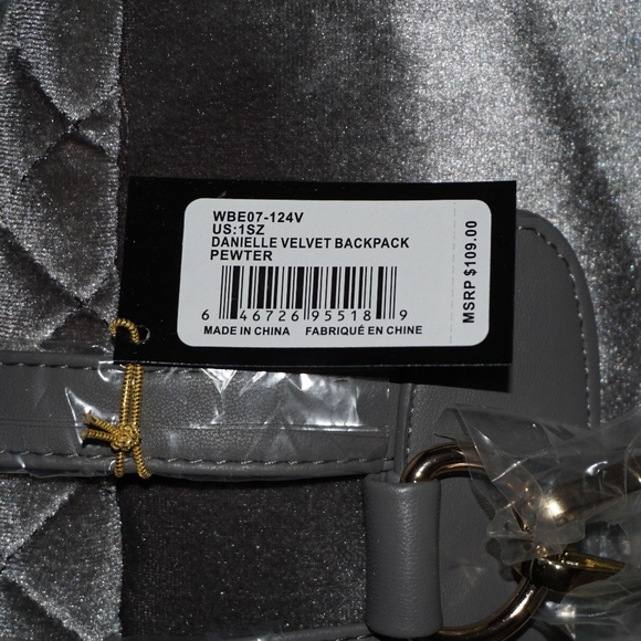 Bebe - Danielle Quilted Velvet Backpacks Pewter/Gray main image 8